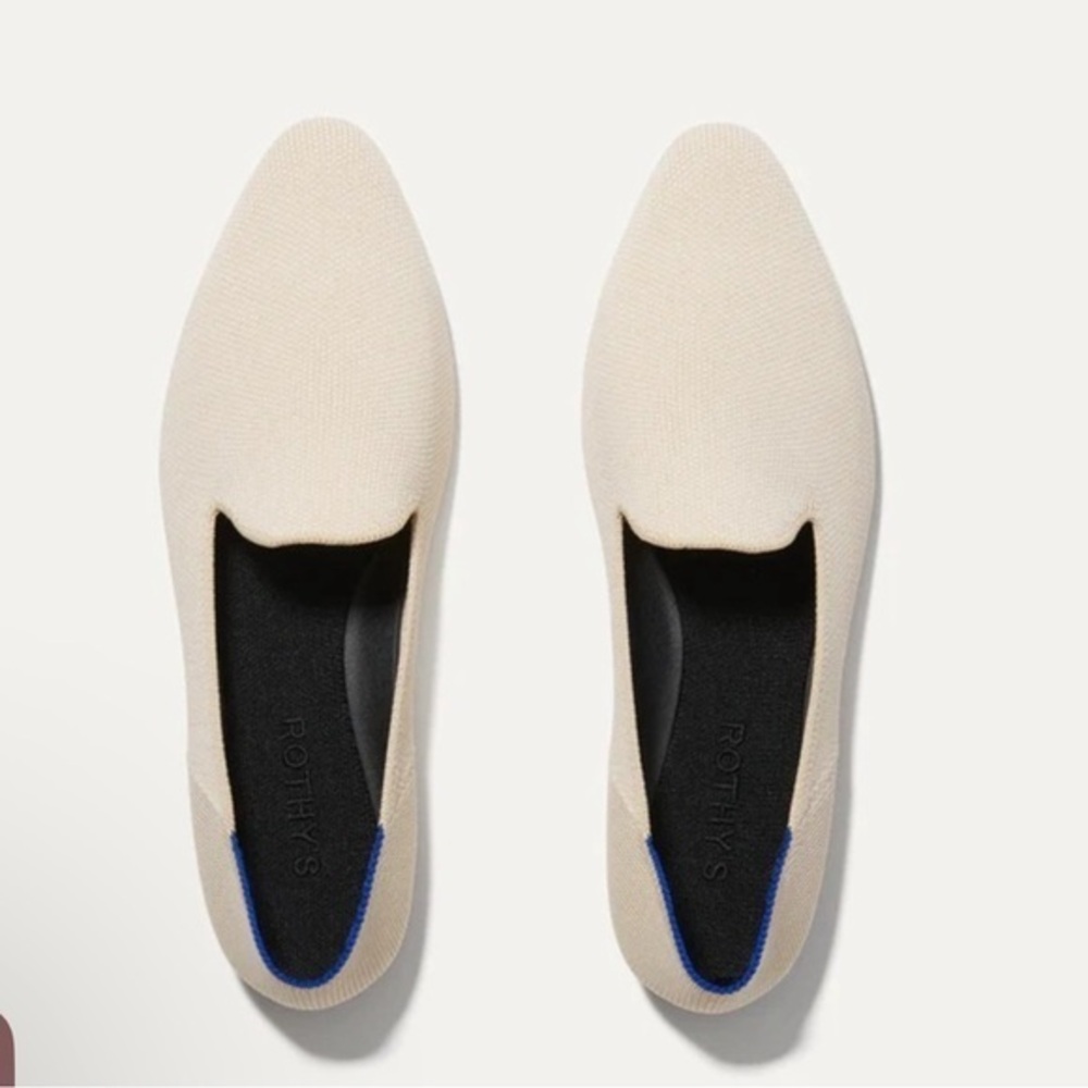 Rothy’s The Almond Loafer in Vanilla Bean Ballet Flat Mule Ivory Cream Neutral